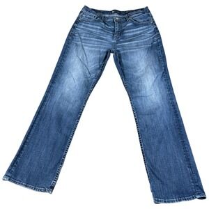 Buckle BKE Tyler Jeans Mens 34x32 (32x30.5) Blue Med Wash Straight Distressed